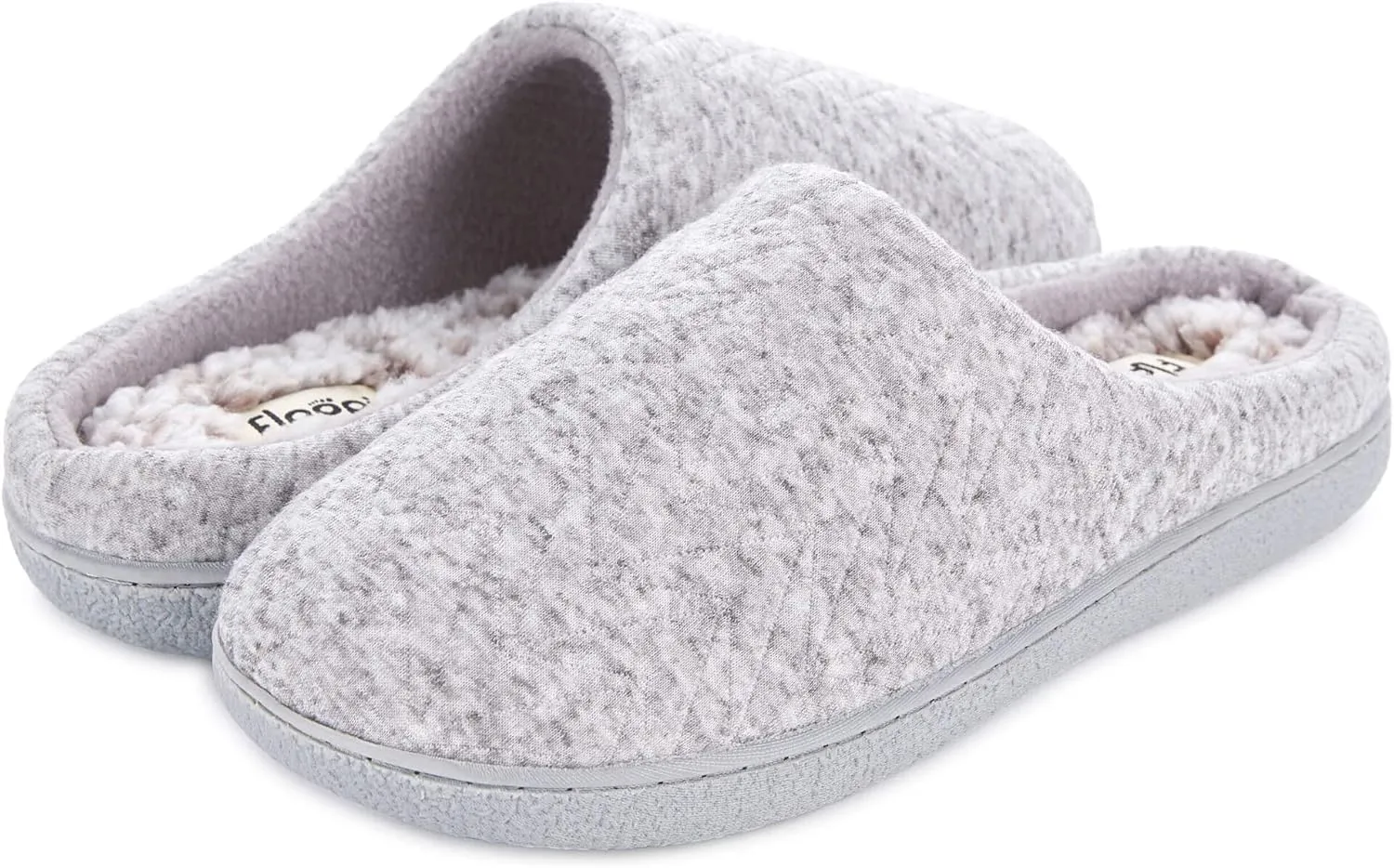 Floopi Slippers for Women Indoor Outdoor Faux Sherpa Fur W/Warm Fleece Lined Clog Slipper W/Memory Foam