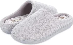 Floopi Slippers for Women Indoor Outdoor Faux Sherpa Fur W/Warm Fleece Lined Clog Slipper W/Memory Foam