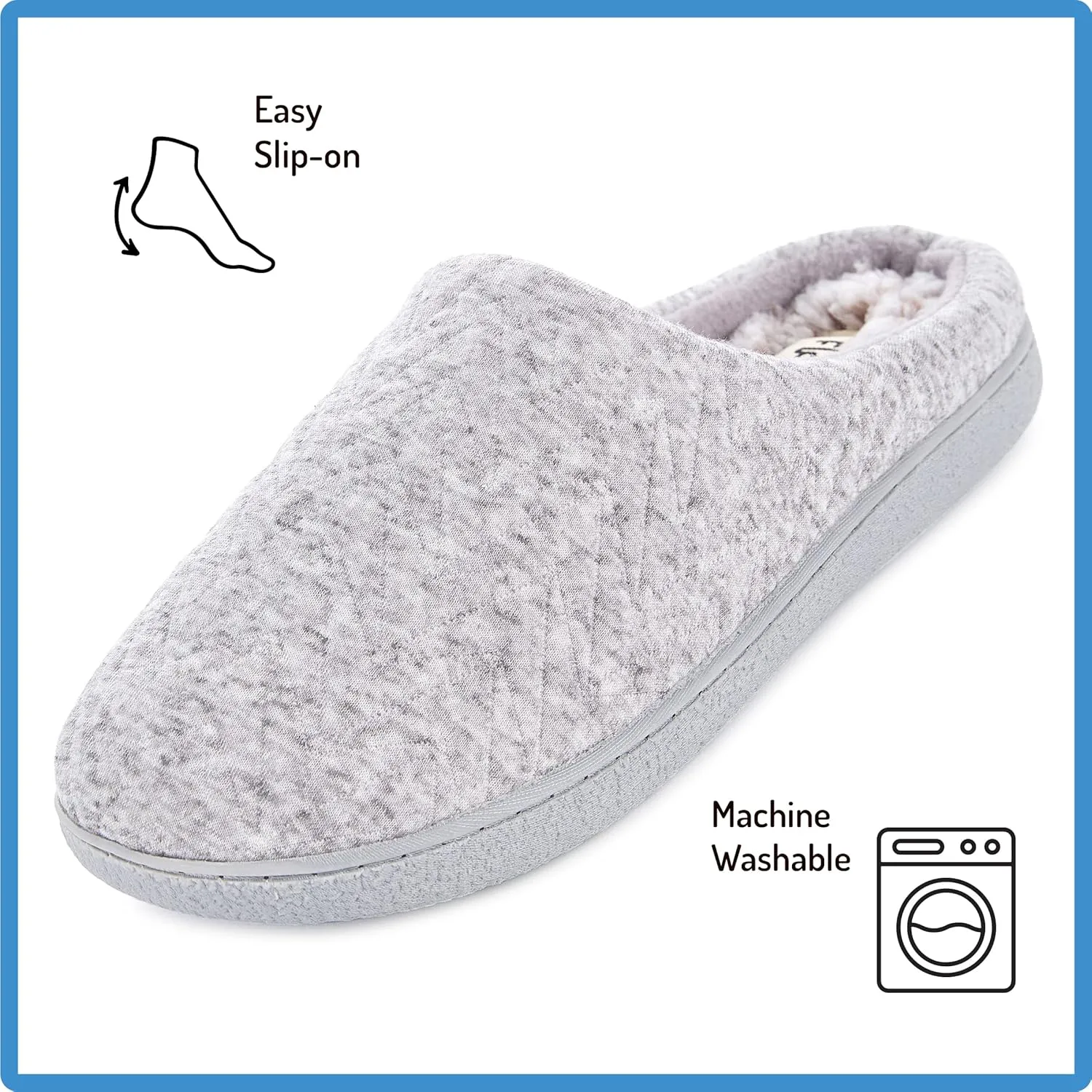Floopi Slippers for Women Indoor Outdoor Faux Sherpa Fur W/Warm Fleece Lined Clog Slipper W/Memory Foam