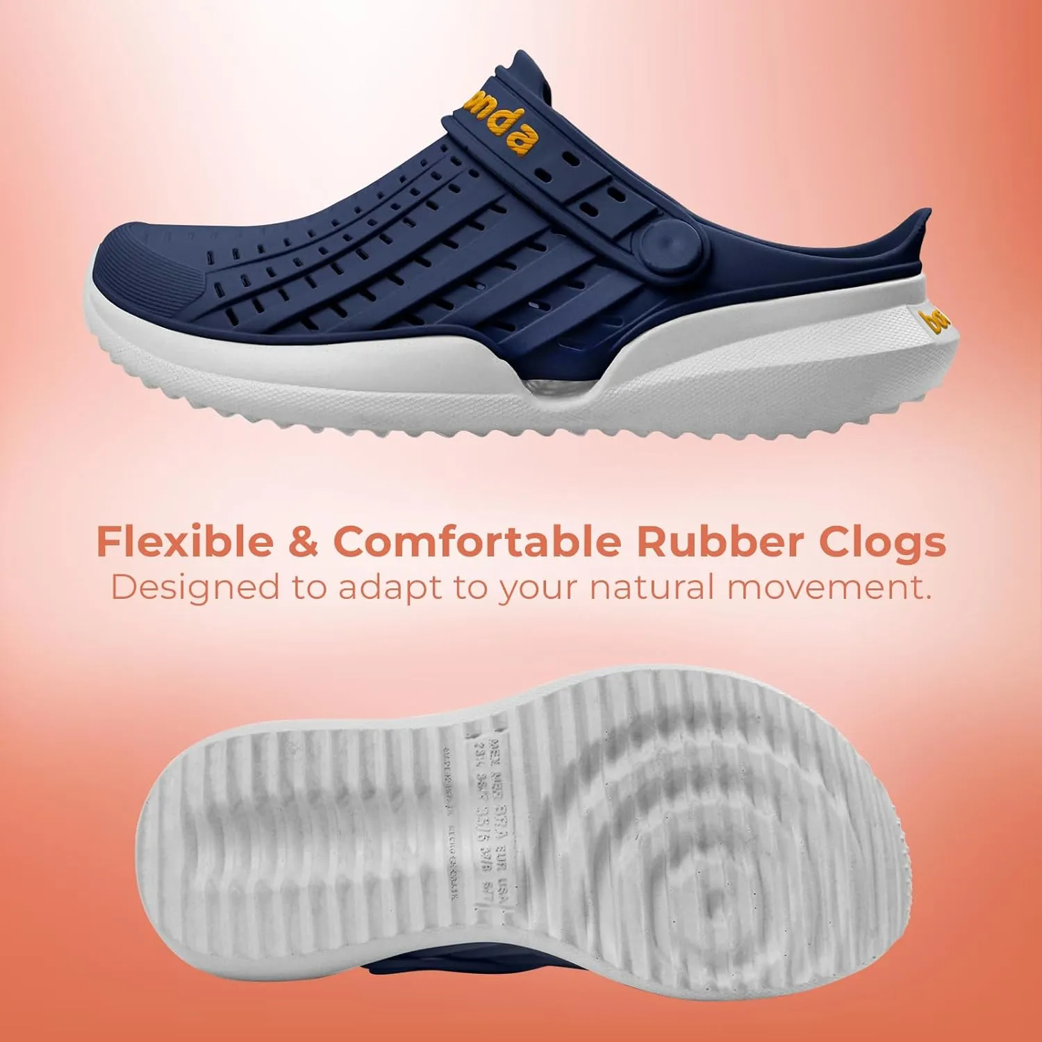 Flow Men Garden Clogs - Comfortable Recovery Shoes, Lightweight Waterproof Clogs, Sporty Style Slip-On, Breathable Quick-Dry Beach & Outdoor Water Sports Slippers