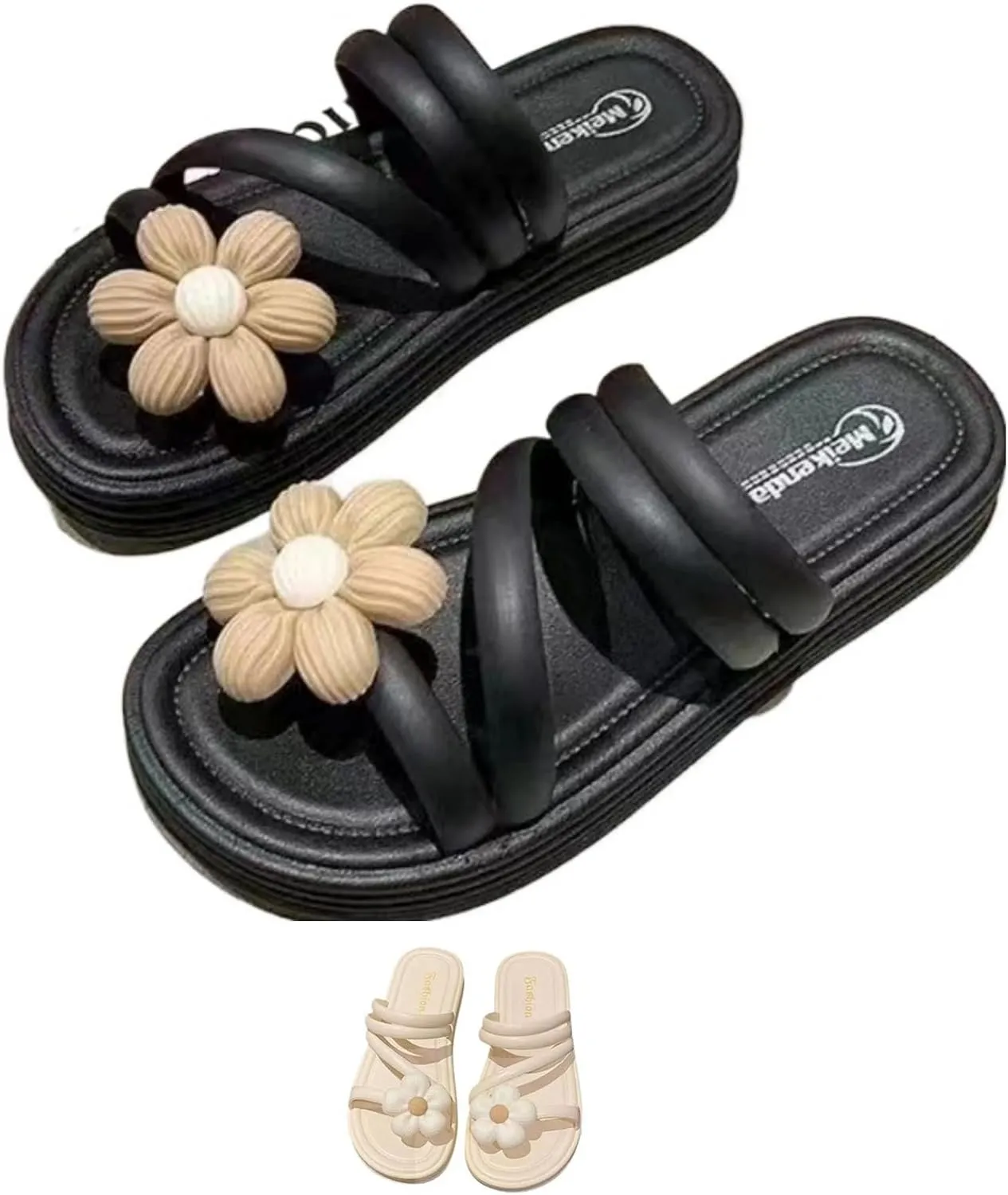 Flower Slippers for Women Soft House Slippers with Slip-on Indoor Outdoor Slippers Creative Gifts wearing beach for lovely gifts