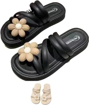 Flower Slippers for Women Soft House Slippers with Slip-on Indoor Outdoor Slippers Creative Gifts wearing beach for lovely gifts