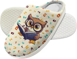 Forchrinse White Music Note Kids Slippers for Boys Girls Plush House Slippers Memory Foam SLip on Shoes Warm Fuzzy Slippers for Fall Winter Indoor