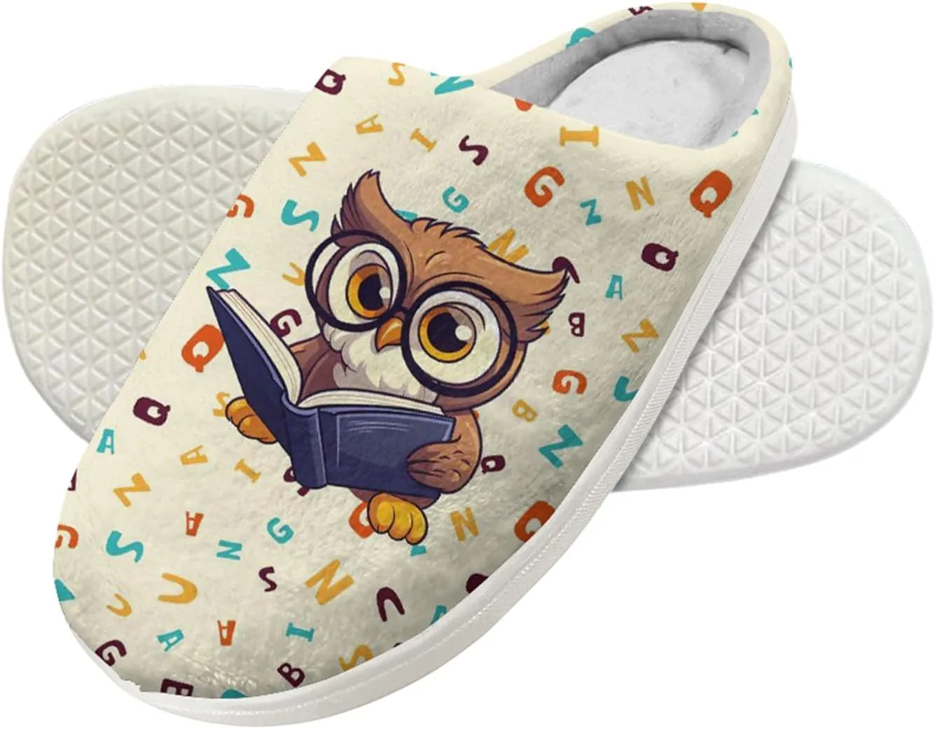 Forchrinse White Music Note Kids Slippers for Boys Girls Plush House Slippers Memory Foam SLip on Shoes Warm Fuzzy Slippers for Fall Winter Indoor