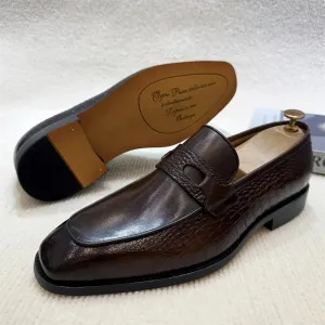 Formal Great savings Business Sleek and smooth Print Office Wedding Dress Shoes Men's Leather Luxury Buckle Genuine Crocodile Shoes Slip-On Loafers Double