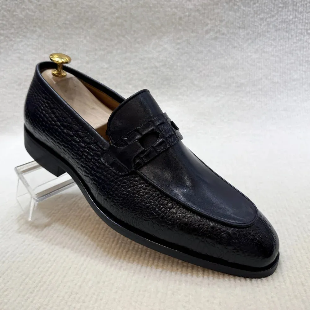 Formal Great savings Business Sleek and smooth Print Office Wedding Dress Shoes Men's Leather Luxury Buckle Genuine Crocodile Shoes Slip-On Loafers Double