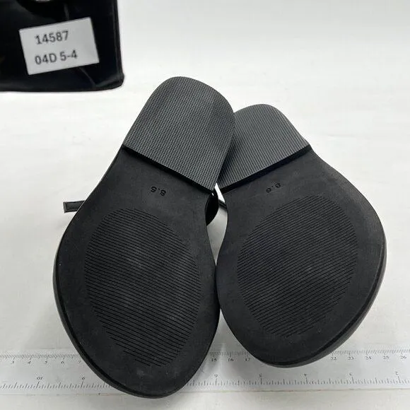 FOWT Black Split Round Toe Sandals Lace up Strappy Flats Flip Flop Shoes