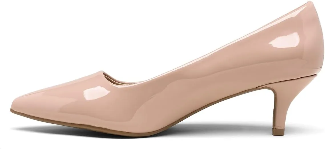 FOWT Women Pointed Toe Slip On Pumps Classic Kitten Low Heels Comfy Daily Shopping Outdoor Street Dress Shoes Size 4-16 US