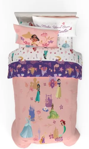 Franco Collectibles Disney Princess Recycled Bedding 4 Piece Super Soft Reversible Comforter and Sheet Set, Twin, (100% Official Licensed Product)