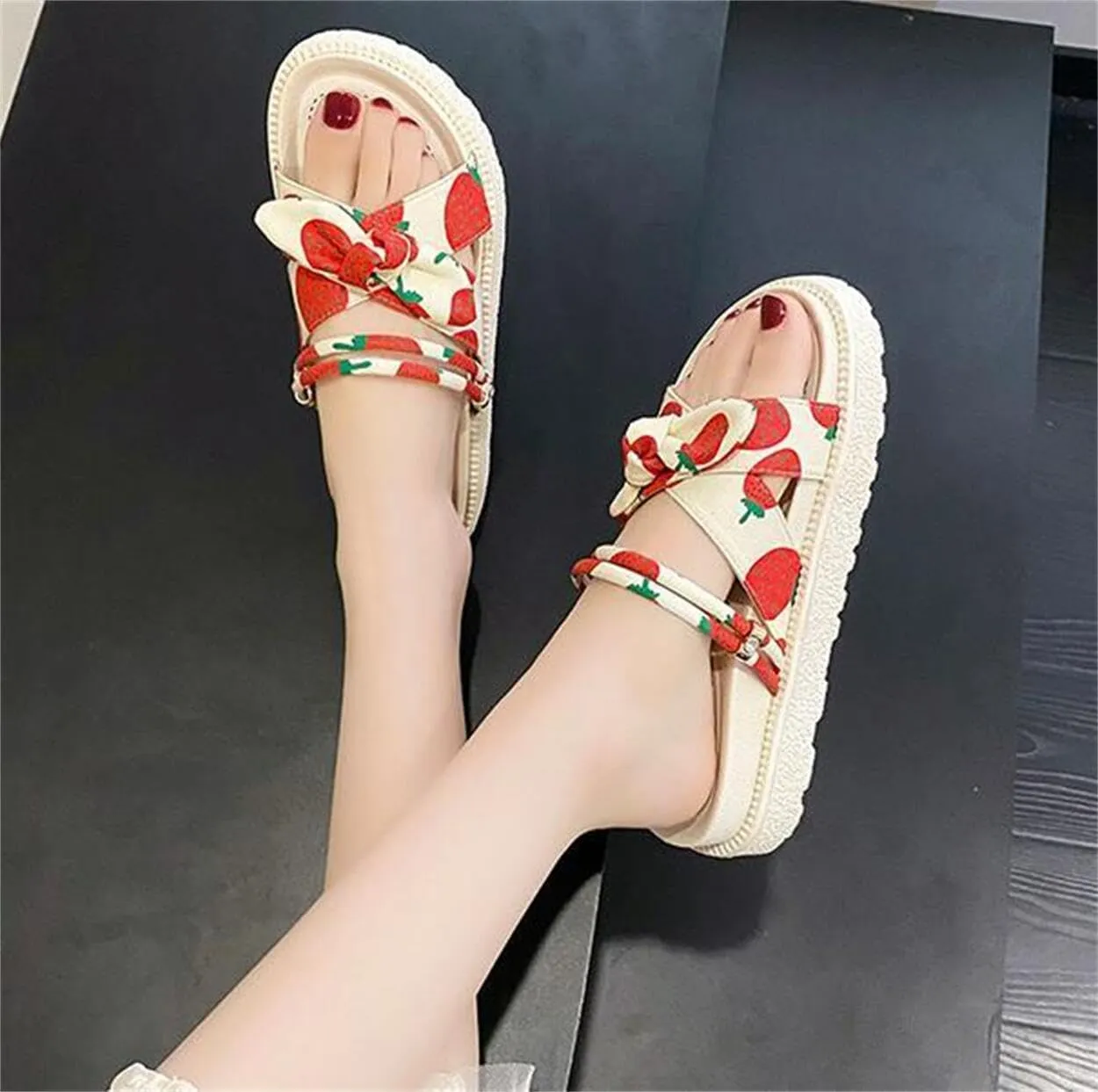 Fruit Walking Sandals Women Water Sandals Non Slip Outdoor Indoor Footwear For Beach Travel Shower Flip Flops Women