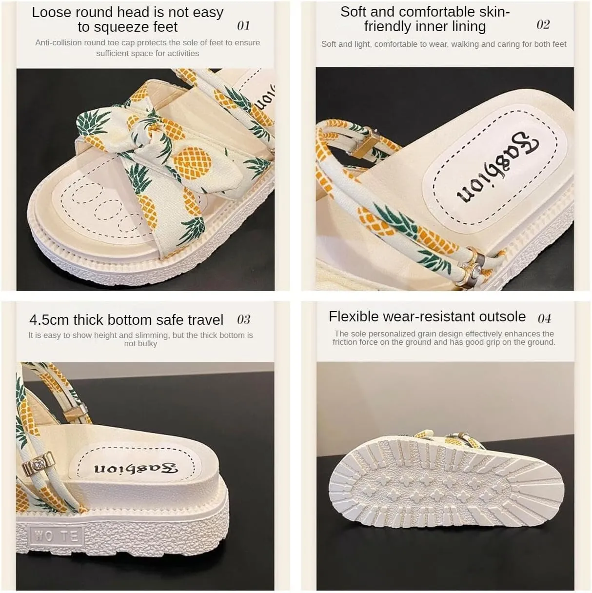 Fruit Walking Sandals Women Water Sandals Non Slip Outdoor Indoor Footwear For Beach Travel Shower Flip Flops Women
