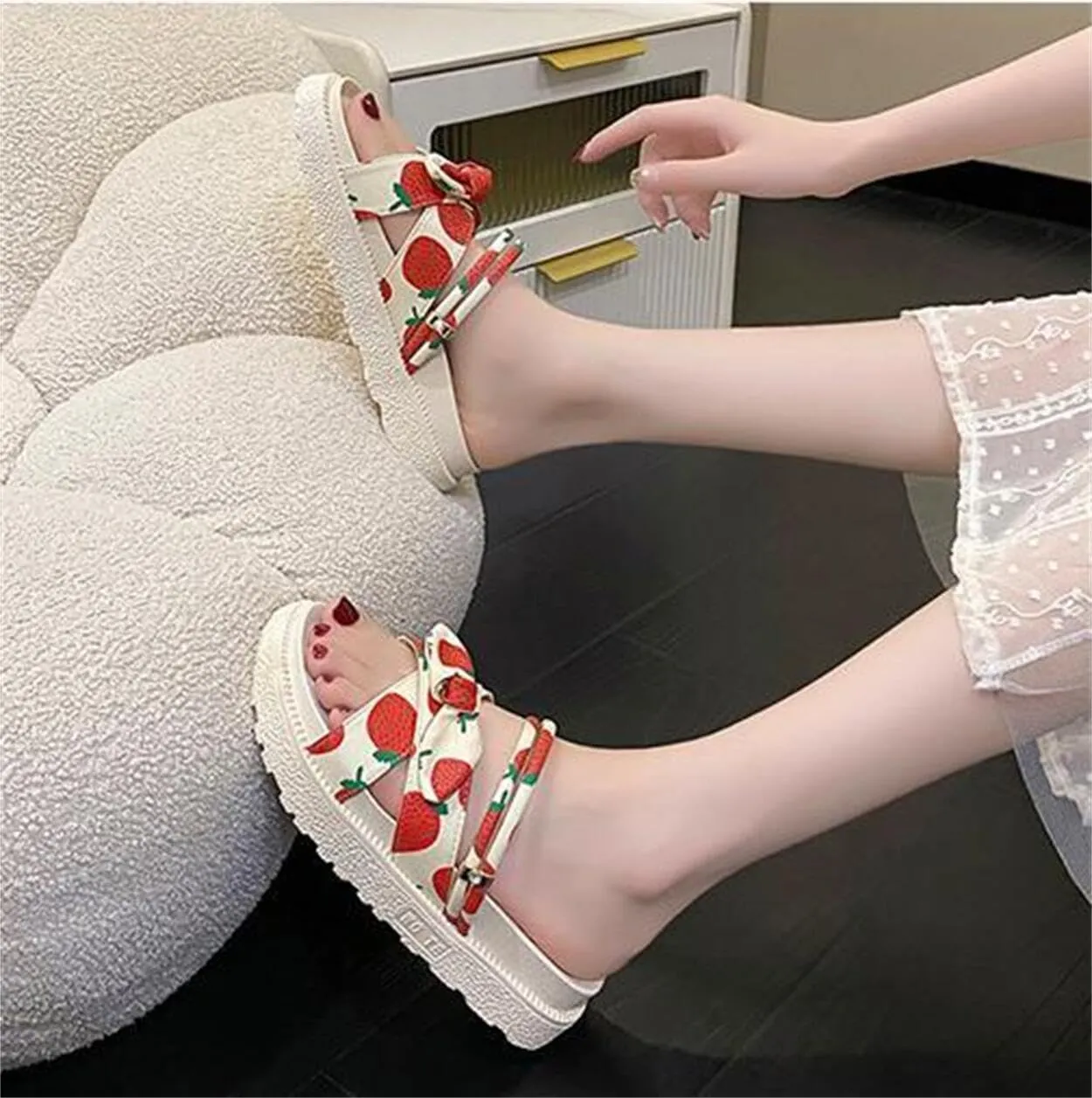 Fruit Walking Sandals Women Water Sandals Non Slip Outdoor Indoor Footwear For Beach Travel Shower Flip Flops Women