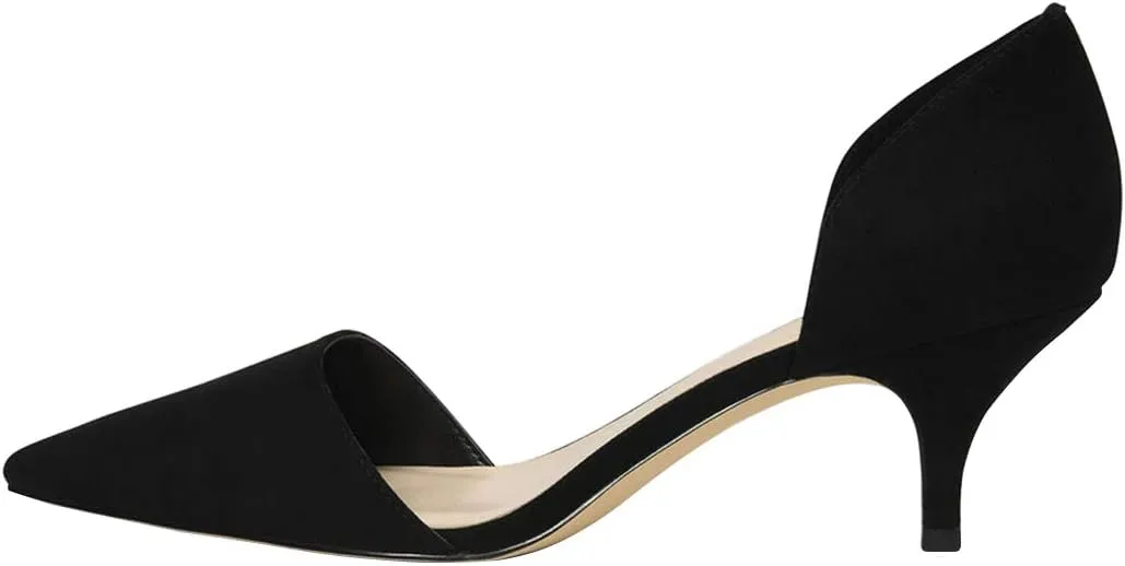 FSJ Women D'Orsay Comfy Medium Kitten Heels Closed Pointed Toe Classic Slip On Business Pumps Size 4-15 M US