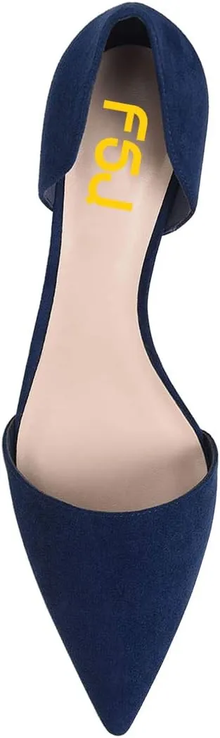FSJ Women D'Orsay Comfy Medium Kitten Heels Closed Pointed Toe Classic Slip On Business Pumps Size 4-15 M US