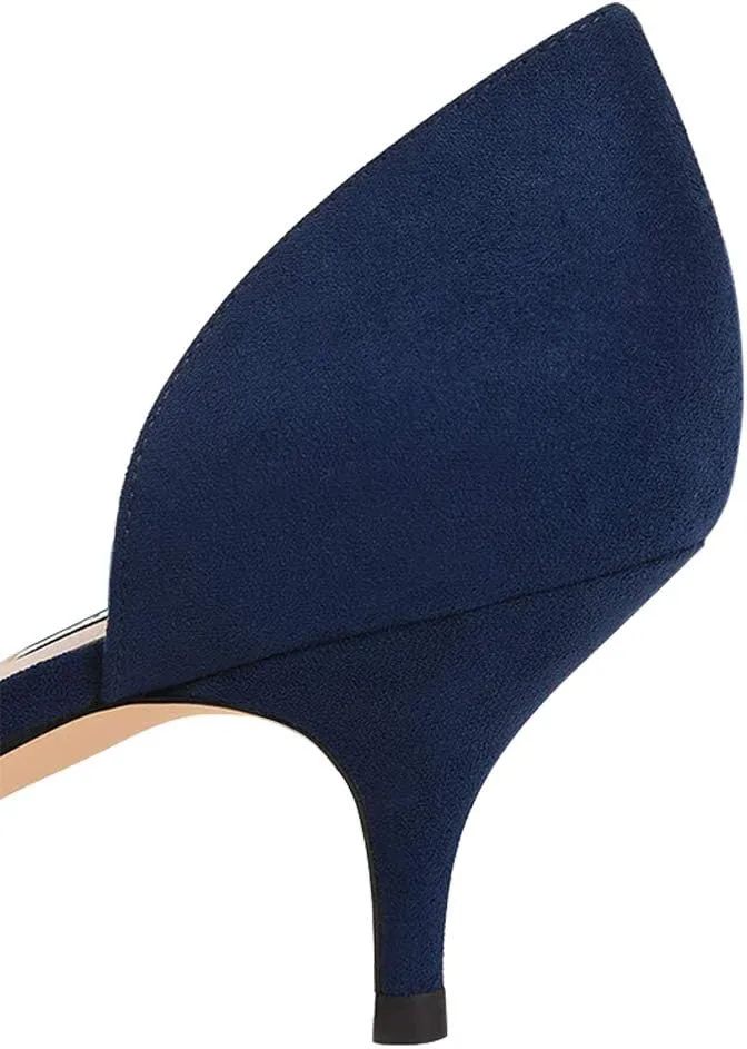 FSJ Women D'Orsay Comfy Medium Kitten Heels Closed Pointed Toe Classic Slip On Business Pumps Size 4-15 M US