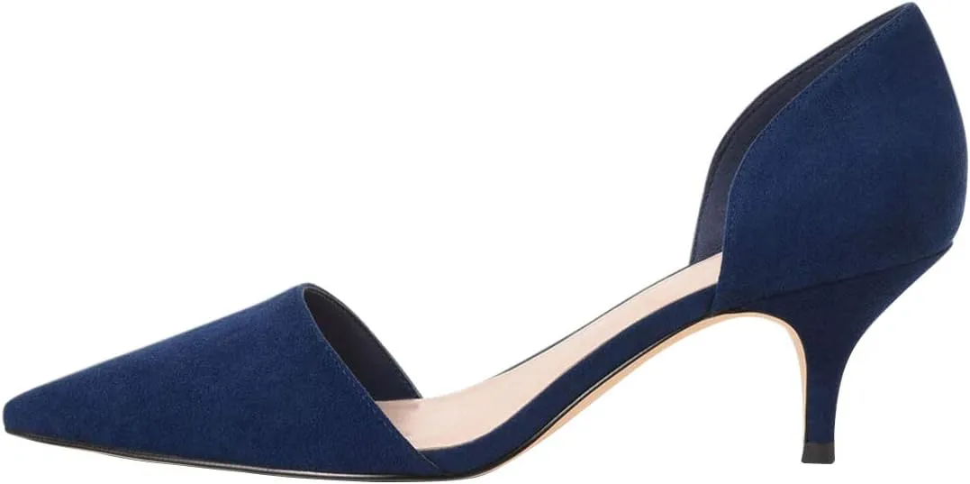 FSJ Women D'Orsay Comfy Medium Kitten Heels Closed Pointed Toe Classic Slip On Business Pumps Size 4-15 M US