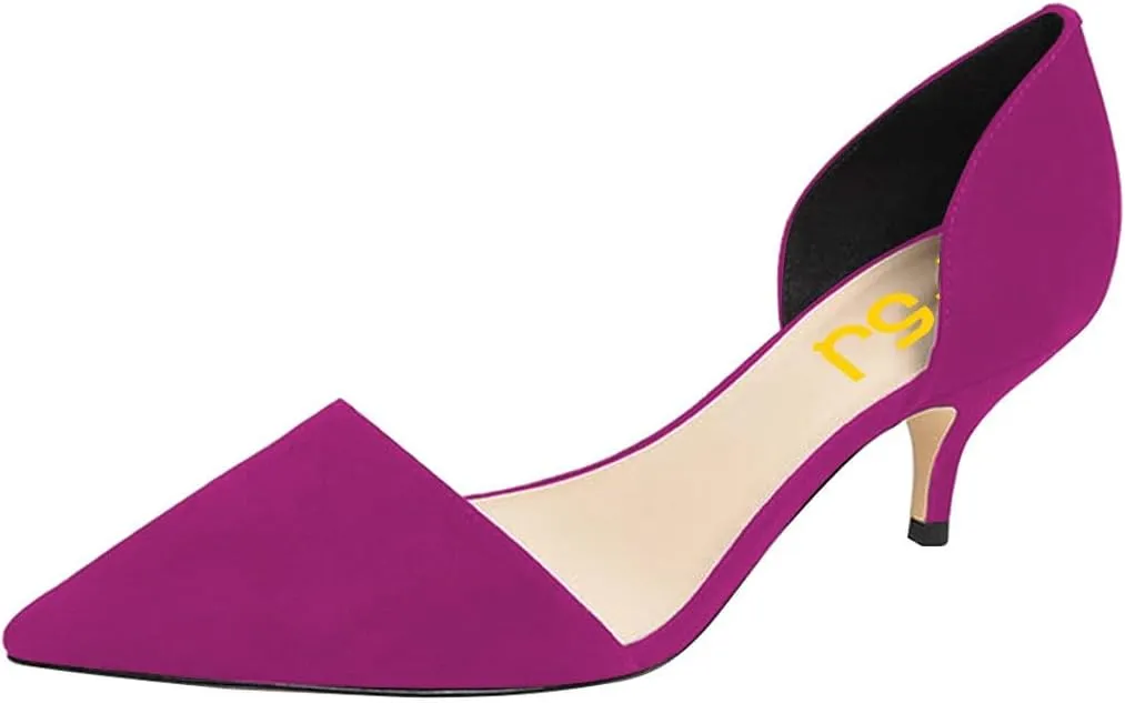 FSJ Women D'Orsay Comfy Medium Kitten Heels Closed Pointed Toe Classic Slip On Business Pumps Size 4-15 M US