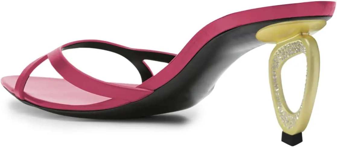FSJ Women Fashion Open Toe Mules Special Mid Heel Slip On Comfy Summer Ladies Slipper Shoes Size 4-15 US