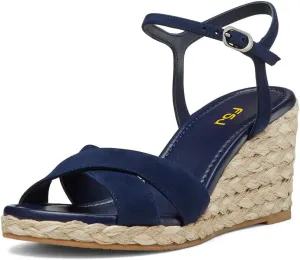 FSJ Women Vintage Wedge Sandals Summer Platform Espadrille Strappy Casual Braided High Heels Comfortable Ankle Strap Open Toe Beach Walking Shoes Size 4-16 US