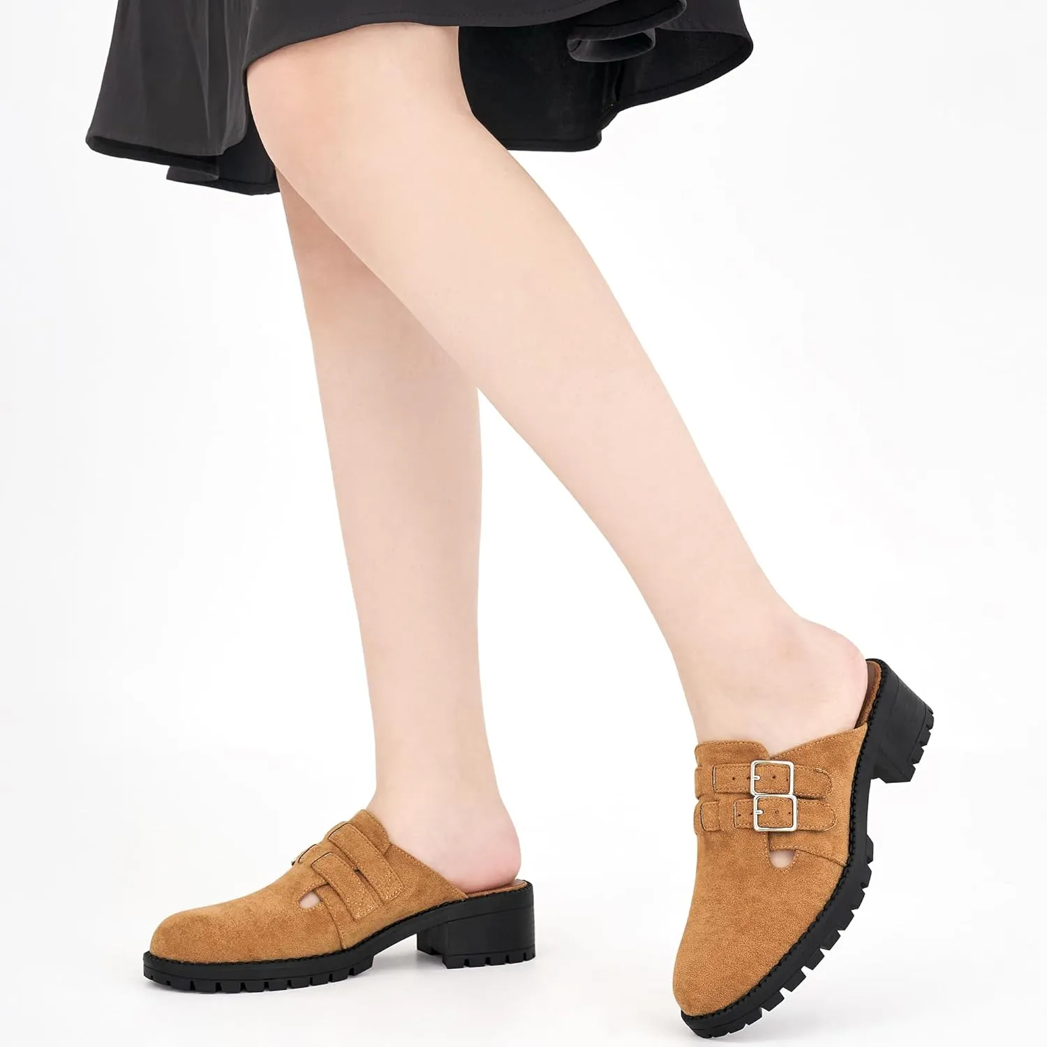 FUDYNMALC Womens Mules Chunky Clogs: Comfortable Slip On Dress Shoes Platform Backless Slides Loafers for Work Business Casual