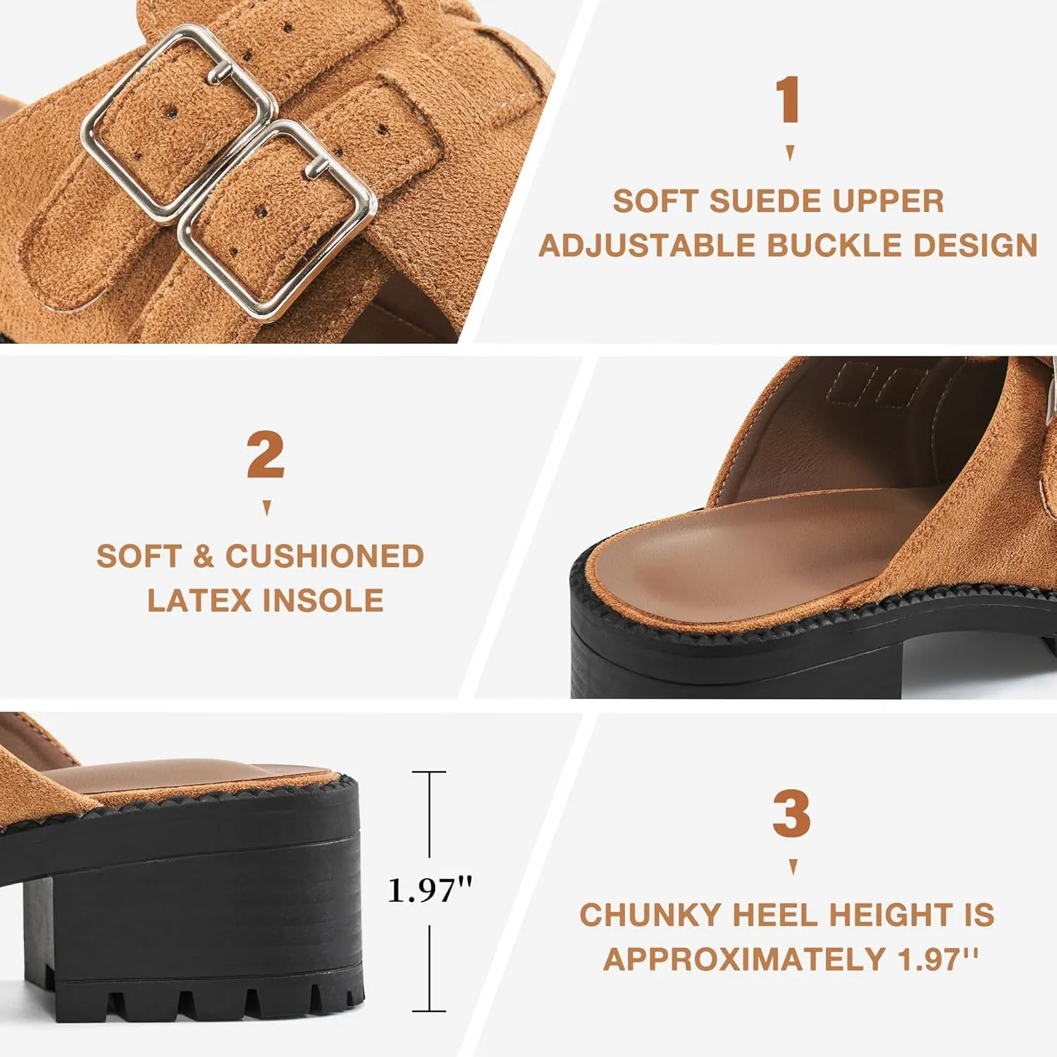 FUDYNMALC Womens Mules Chunky Clogs: Comfortable Slip On Dress Shoes Platform Backless Slides Loafers for Work Business Casual