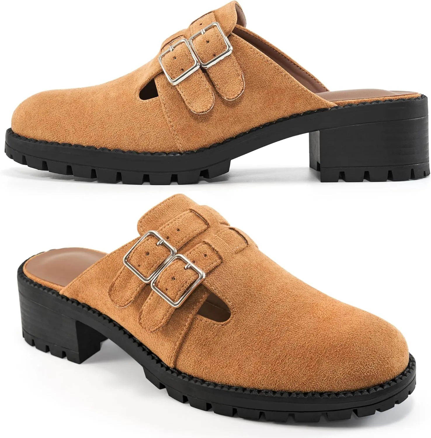 FUDYNMALC Womens Mules Chunky Clogs: Comfortable Slip On Dress Shoes Platform Backless Slides Loafers for Work Business Casual