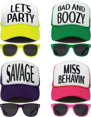 Funky Junque Retro Mesh Snapback Trucker Hat - Stylish Foam Cap for Bachelorette Party, Western Style, Spring Break