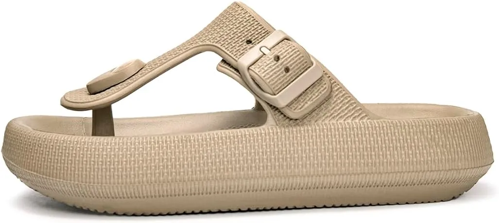 FUNKYMONKEY Thong Sandals Adjustable Buckle EVA Thick-Soled Flip Flops for Women and Men