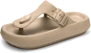 FUNKYMONKEY Thong Sandals Adjustable Buckle EVA Thick-Soled Flip Flops for Women and Men
