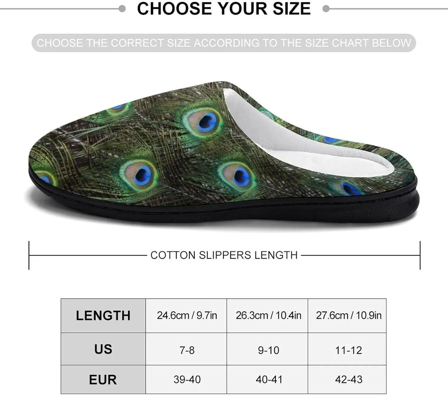 Funny Peacock Feathers Slippers for Women Girls Soft Indoor Outdoor Winter Warm Comfy House Bedroom Slippers