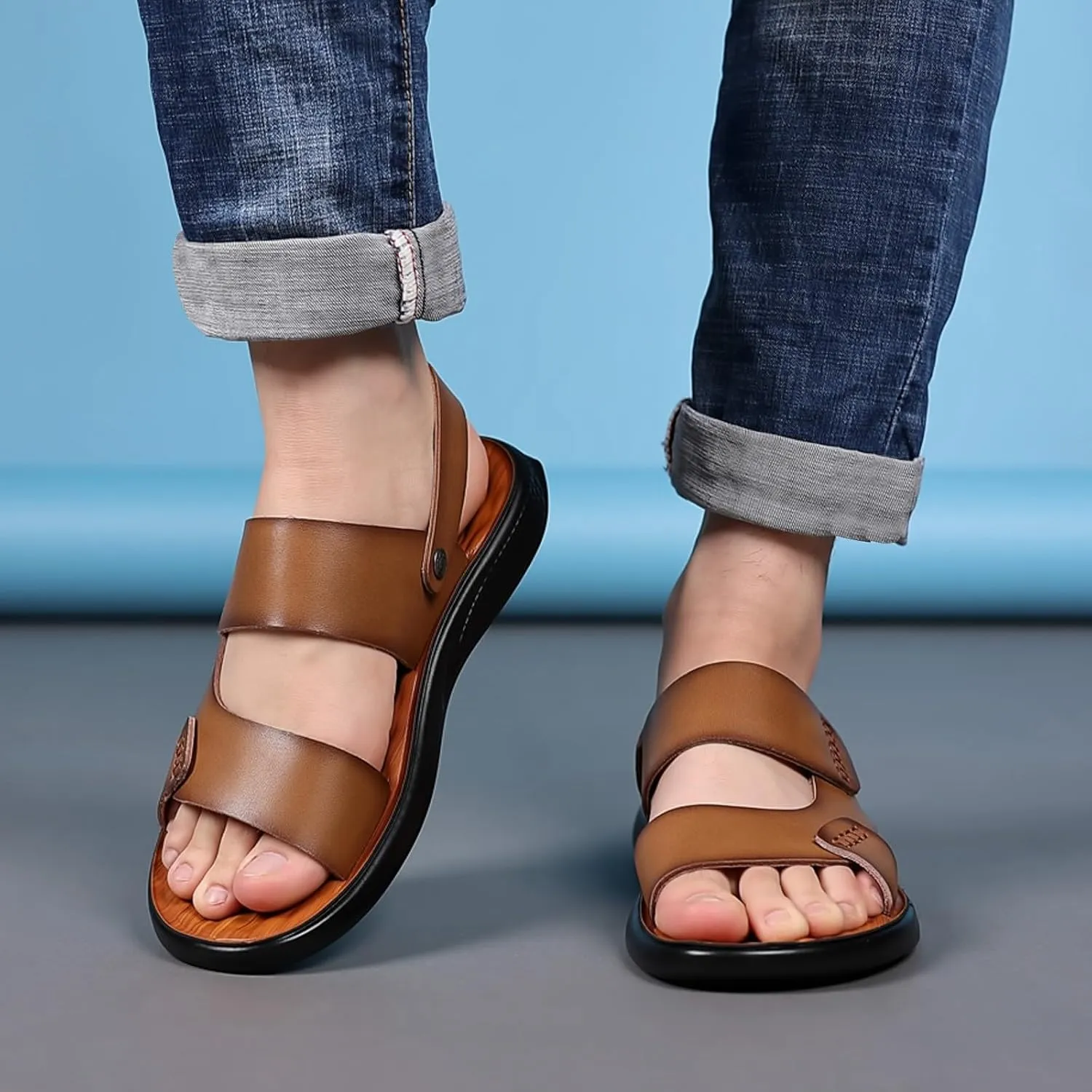 Furry Sandals Men Soft Sole Comfortable Sandals Open Toe Walking Shoes Sandal Men Outdoor Beach Shoes Foam Footwear