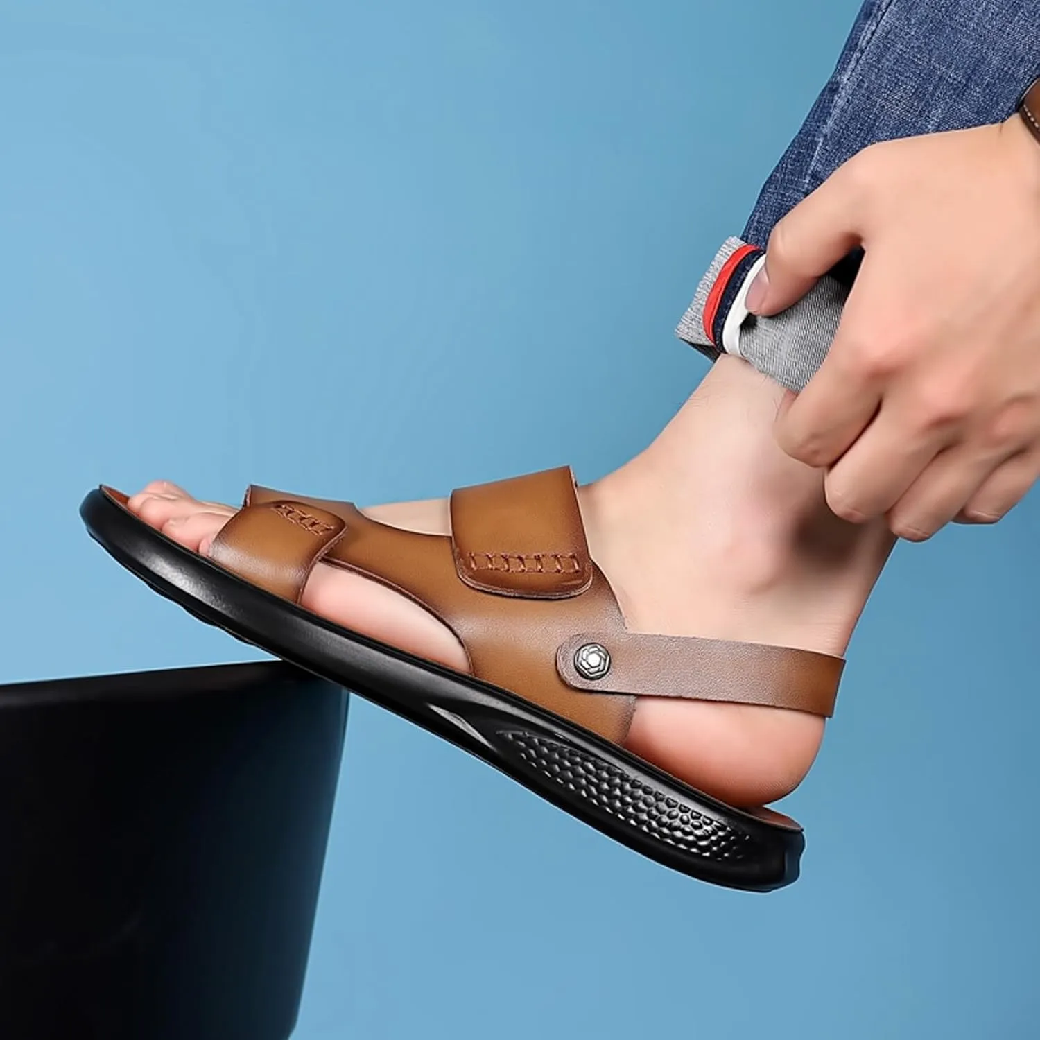 Furry Sandals Men Soft Sole Comfortable Sandals Open Toe Walking Shoes Sandal Men Outdoor Beach Shoes Foam Footwear