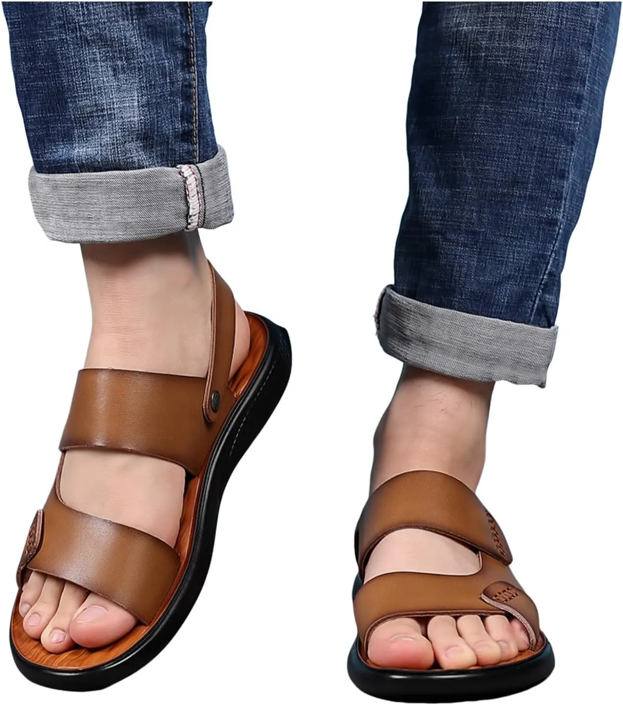 Furry Sandals Men Soft Sole Comfortable Sandals Open Toe Walking Shoes Sandal Men Outdoor Beach Shoes Foam Footwear