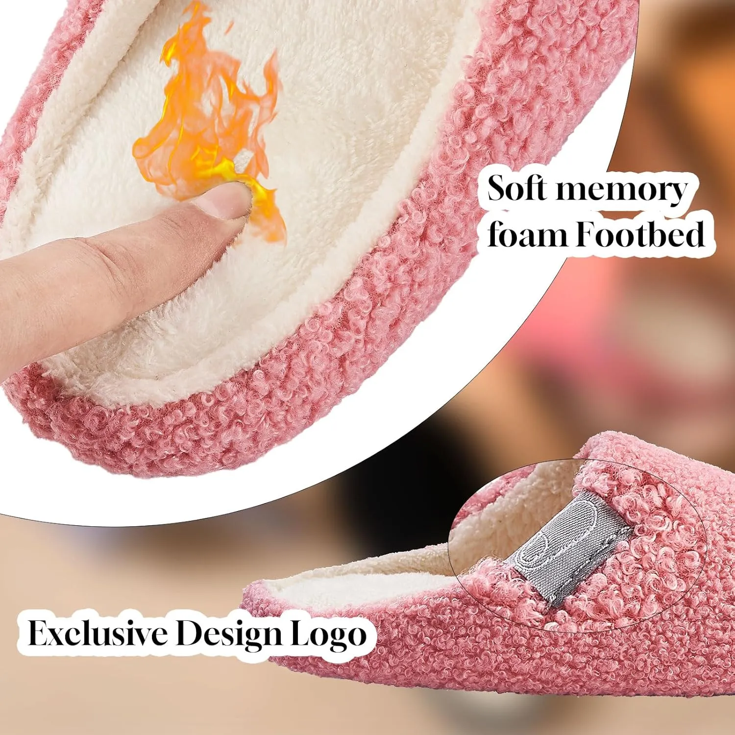 Fuzzy Cozy House Slippers for Woman,Comfy Warm Winter Fall Indoor ladies Slippers,Slip On Washable Trendy for Women Indoor and Outdoor