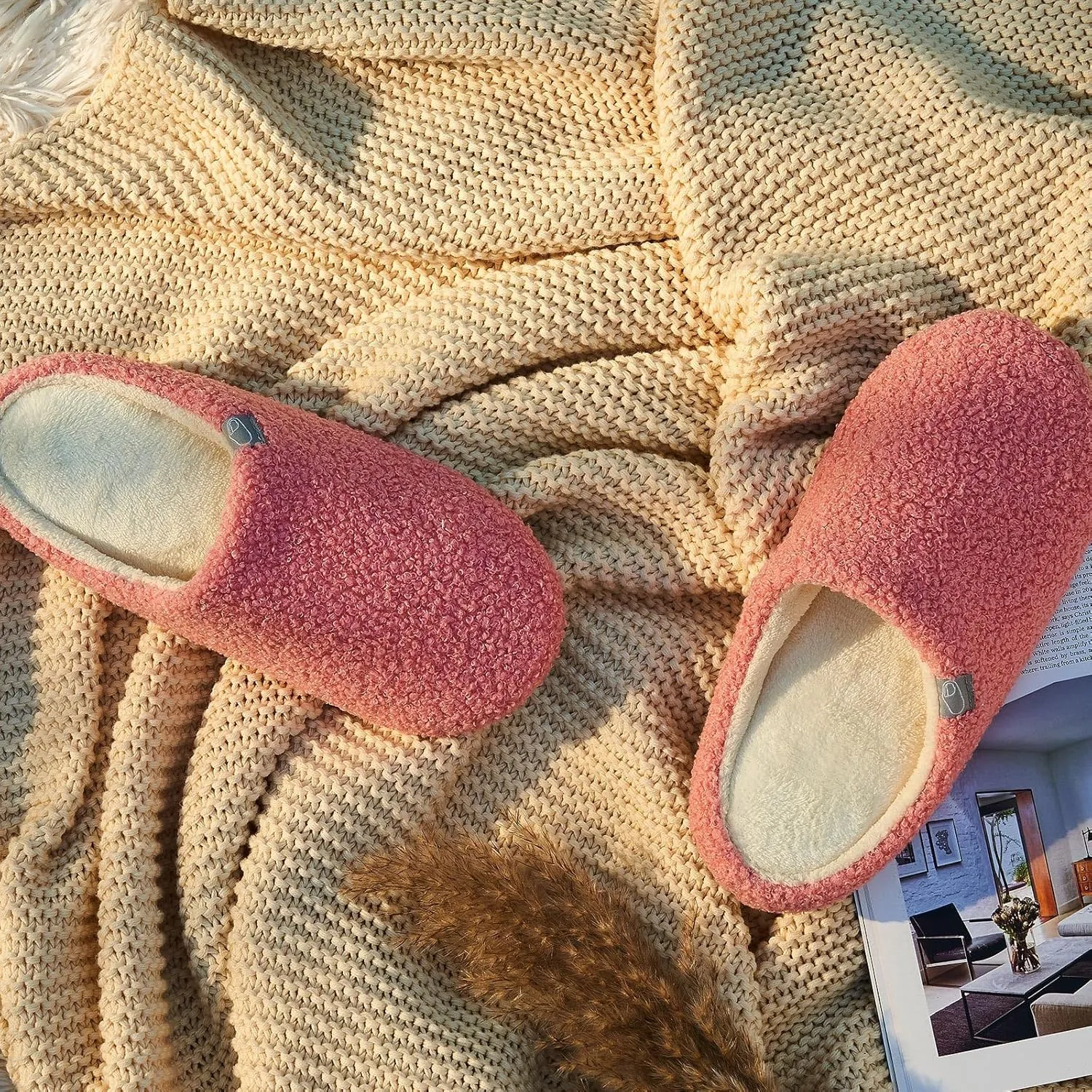 Fuzzy Cozy House Slippers for Woman,Comfy Warm Winter Fall Indoor ladies Slippers,Slip On Washable Trendy for Women Indoor and Outdoor
