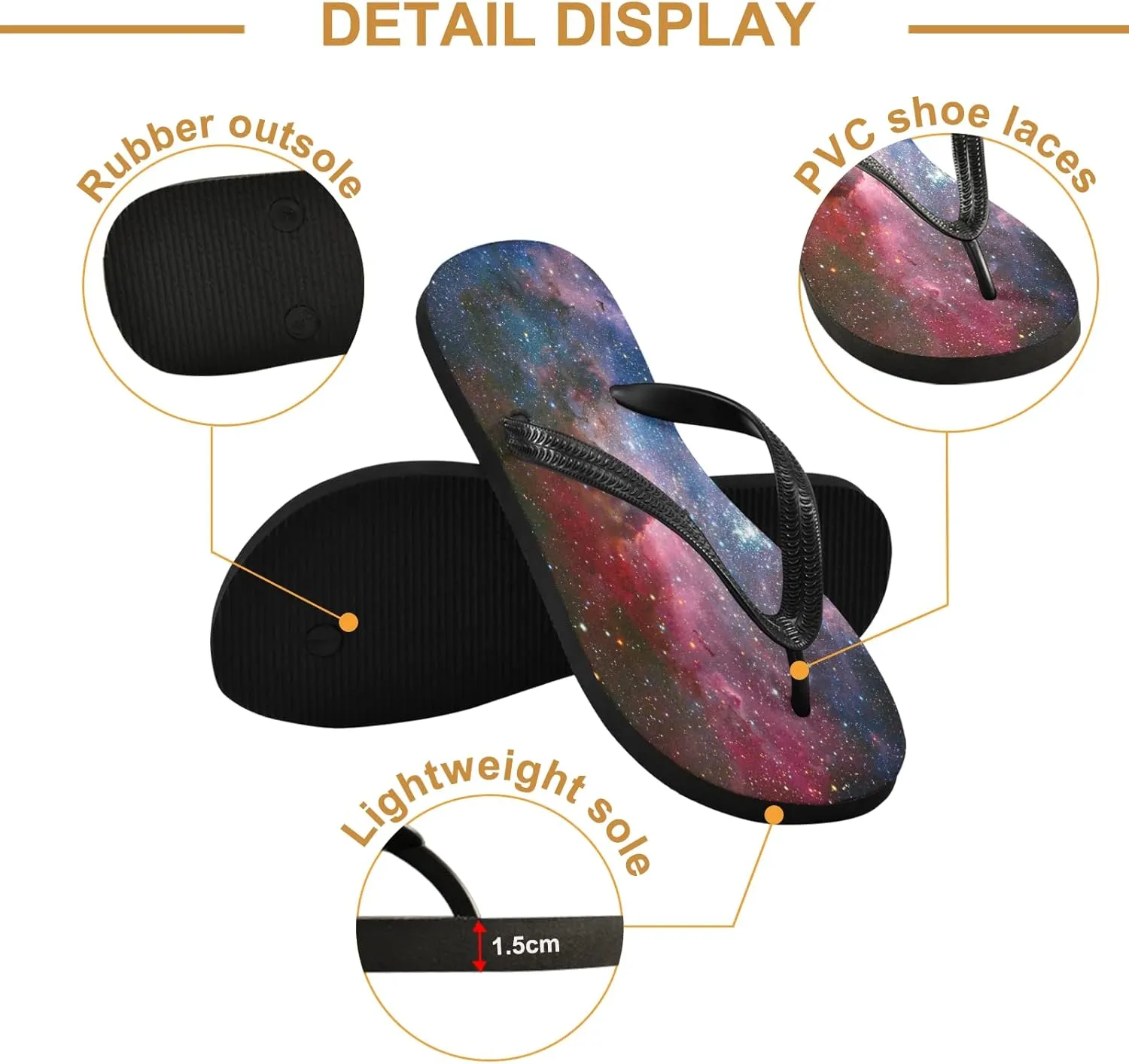 Galaxy Nebula Starry Sky Womens Flip Flops Rainbow Myth Universe Summer Beach Sandals Casual Thong Slippers Comfortable Shower Slippers Non Slip Water Sandals shoes XS