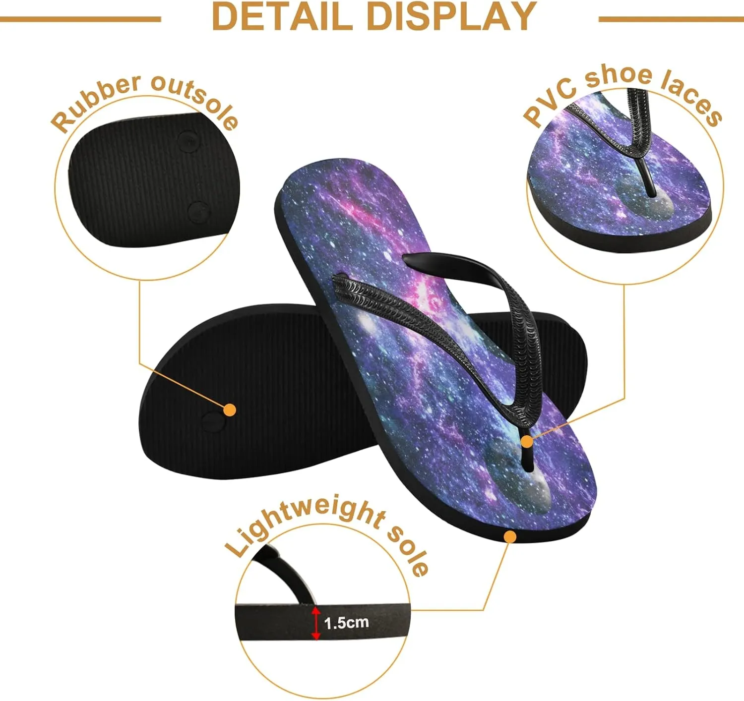 Galaxy Space Starfield Womens Flip Flops Nebula Universe Summer Beach Sandals Casual Thong Slippers Comfortable Shower Slippers Non Slip Water Sandals shoes XXL