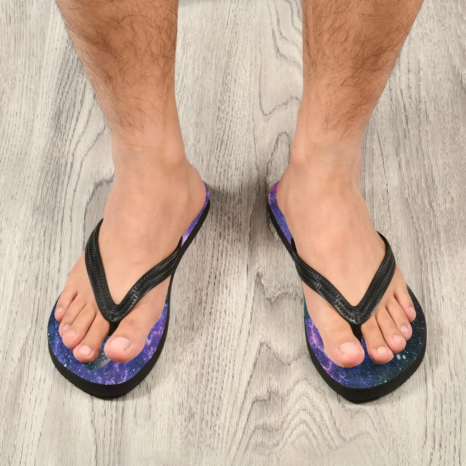 Galaxy Space Starfield Womens Flip Flops Nebula Universe Summer Beach Sandals Casual Thong Slippers Comfortable Shower Slippers Non Slip Water Sandals shoes XXL