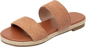 GATUXUS Women's Espadrille Slides Flat Sandals Open Toe Braided Straps Slip On Summer Beach Flats Shoes