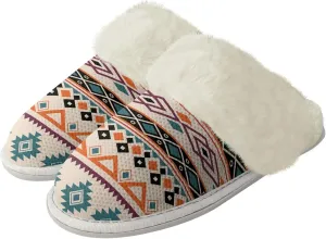 Geometic Aztec Print Comfy Slippers for Women Indoor and Outdoor,Slip on House Slippers,Warm and Cozy