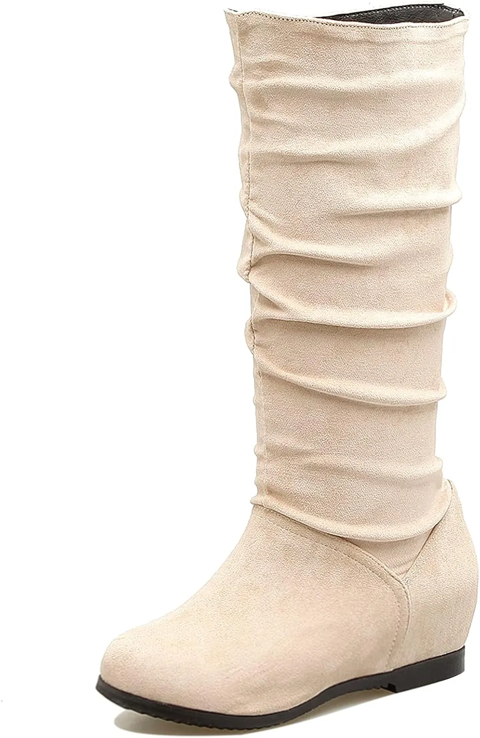 Gicoiz Women Slip On Comfy Knee High Slouch Moccasin Boots