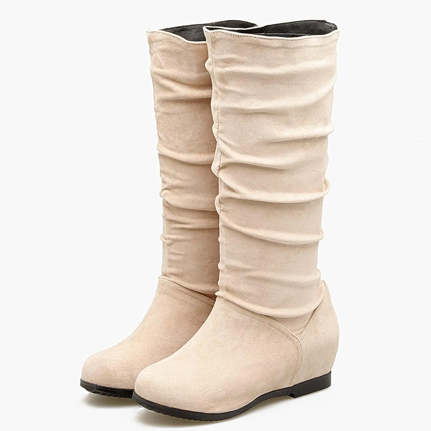 Gicoiz Women Slip On Comfy Knee High Slouch Moccasin Boots