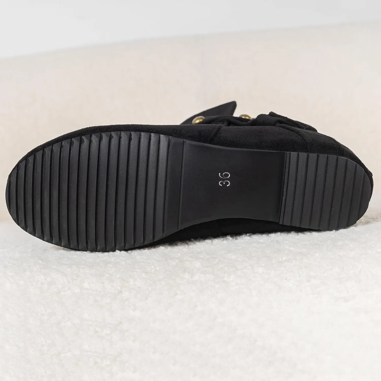 Gicoiz Women Slip On Round Toe Comfy Moccasin Ankle Boots