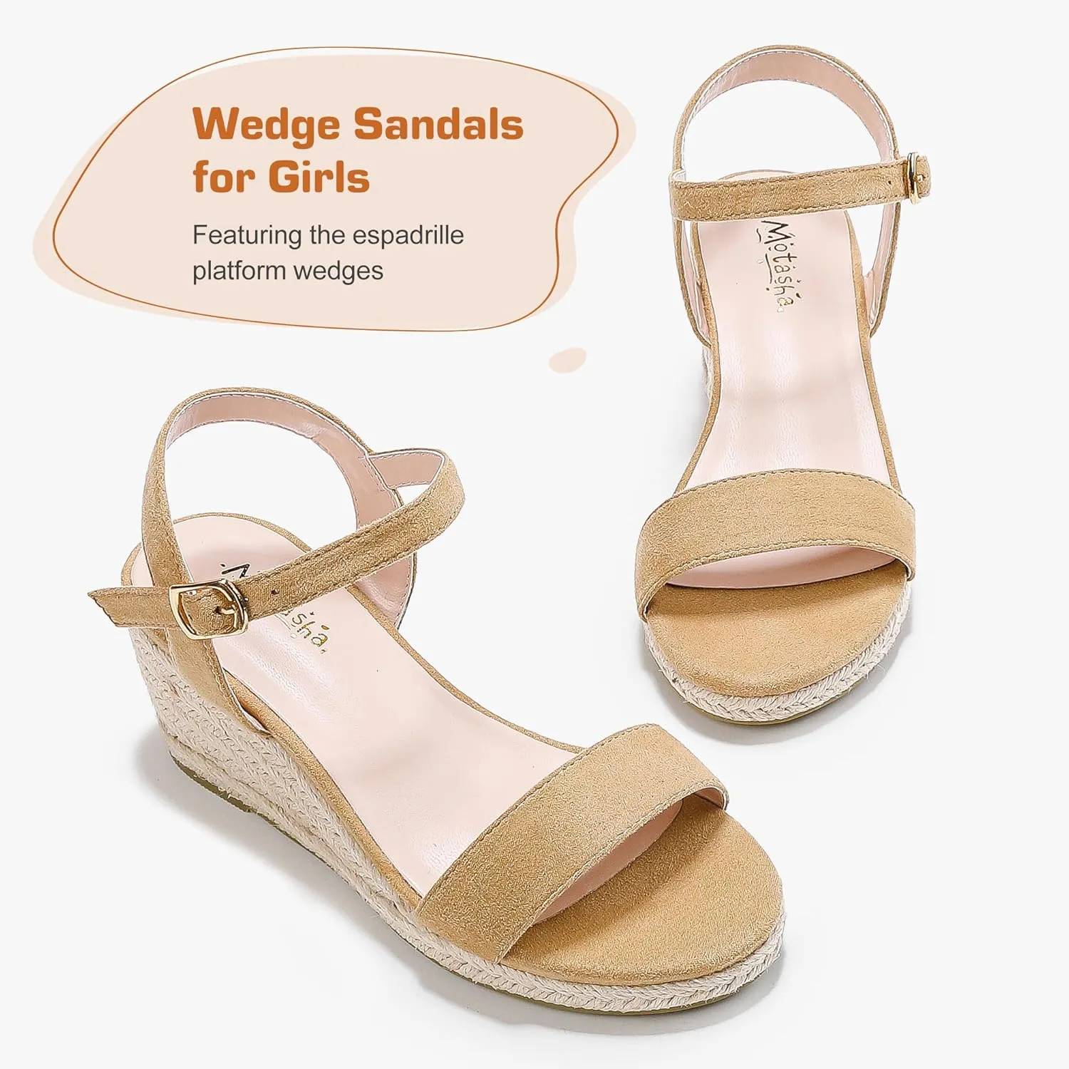 Girls Wedge Sandals Platform Espadrille Open Toe Dressy Sandals Summer Girls Heel Little Big Kid