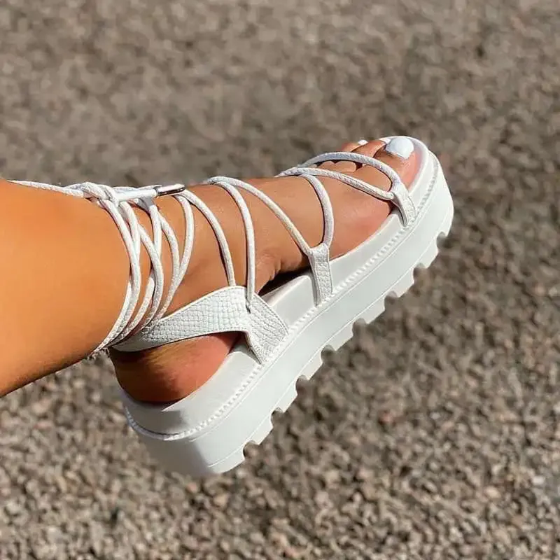 Gladiator Wedge Sandals with Cross Straps