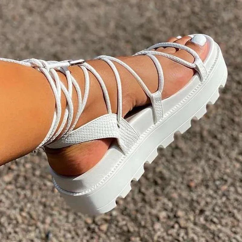 Gladiator Wedge Sandals with Cross Straps