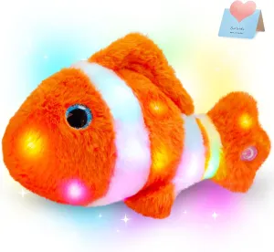 Glow Guards 12" Glowing Goldfish Plush Light Up Stuffed Animals Soft Plush Pillow Birthday Gifts for Toddler Kids Girls Boys Friends
