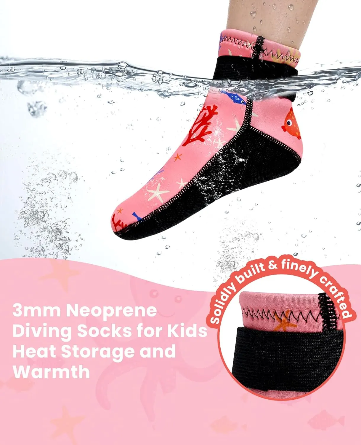 Gogokids 3mm Neoprene Wetsuit Socks for Kids, Keep Warm Toddler Water Socks, Anti-Scratch, Non-Slip, and Anti-Scald