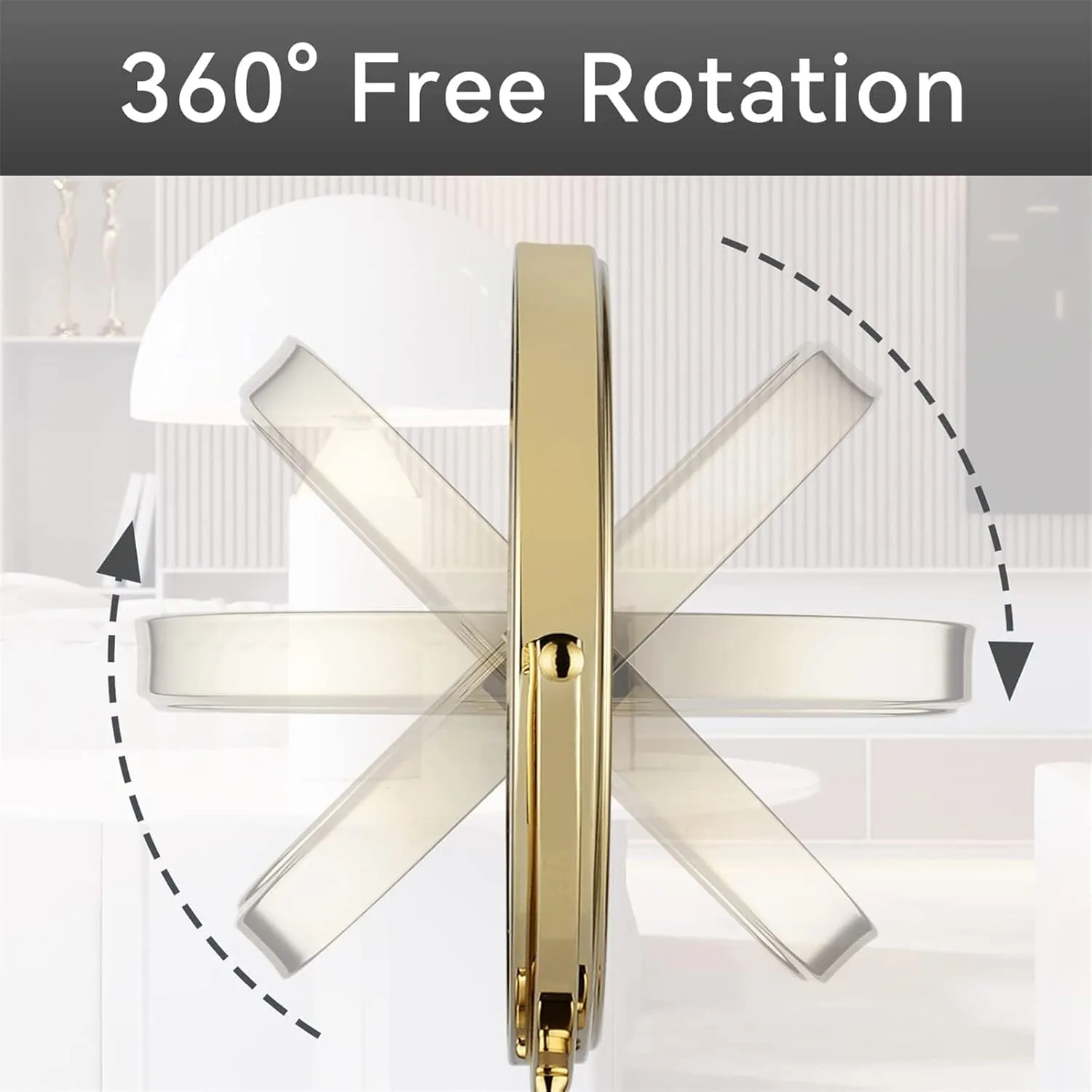 Gold Tabletop Makeup Mirror, 360°Swivel Double Side Beauty Cosmetic Mirror, Magnification Shaving Mirror for Table, HD Standing Vanity Mirror for Beauty Salon,8inch,5X