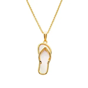 Gold Vermeil Mother of Pearl Flip Flop Necklace- Ocean Jewelry